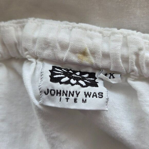Johnny Was Item 100% Linen Capri Pants Plus Size 1X White VTG Made In USA Womens - Picture 8 of 12